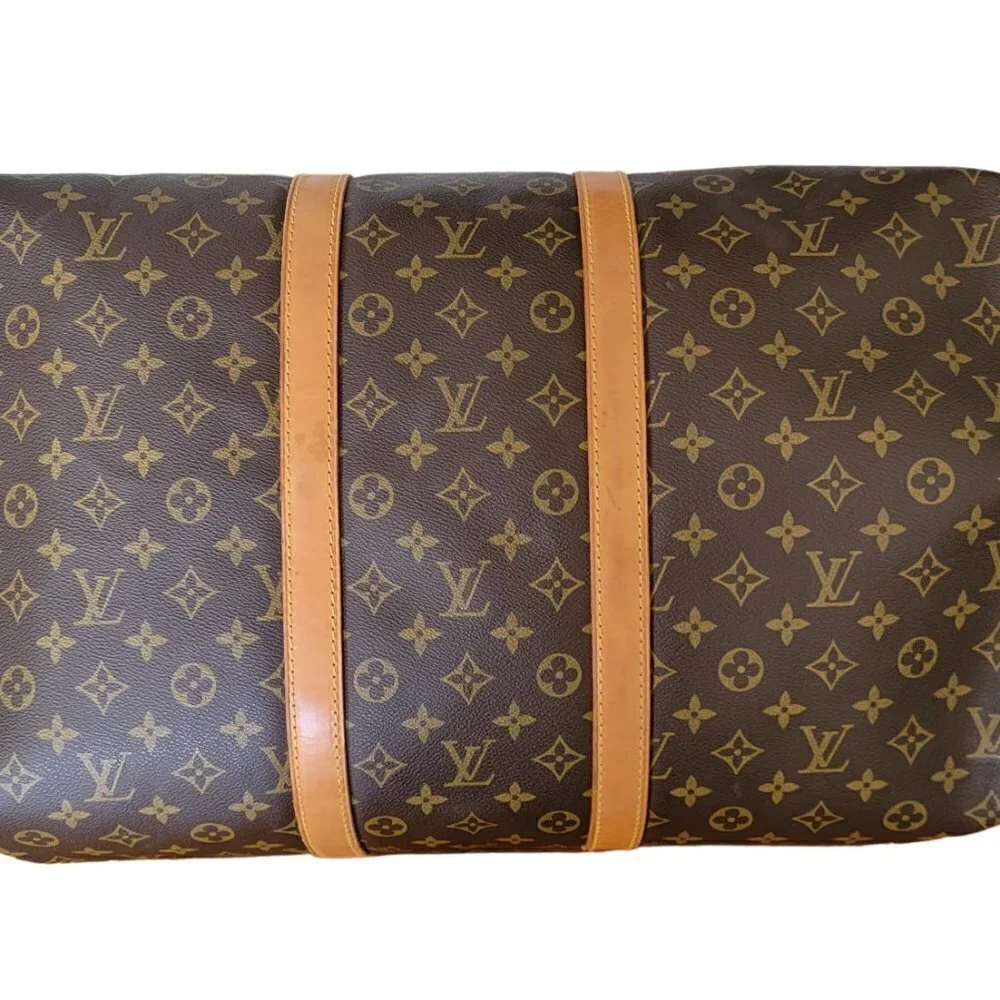 Louis Vuitton Monogram Brown Keepall Bandouliere 55 Travel Bag